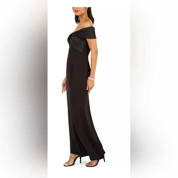 ELIZA J, Satin-Bow Off-The-Shoulder Gown, Size 18 - Picture 3 of 16